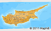 Political Shades 3D Map of Cyprus, semi-desaturated, land only