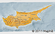 Political Shades 3D Map of Cyprus, semi-desaturated