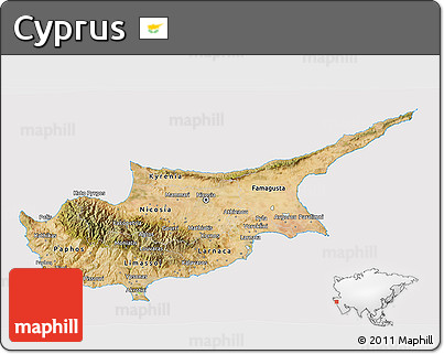 Satellite 3D Map of Cyprus, cropped outside