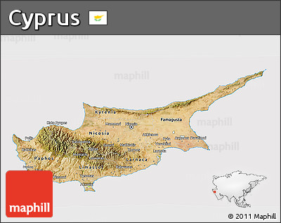 Satellite 3D Map of Cyprus, cropped outside