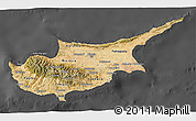 Satellite 3D Map of Cyprus, darken, desaturated