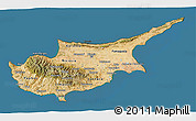 Satellite 3D Map of Cyprus, darken, land only
