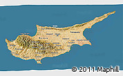 Satellite 3D Map of Cyprus, lighten, desaturated, land only