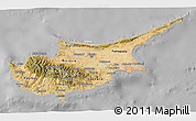 Satellite 3D Map of Cyprus, lighten, desaturated