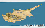 Satellite 3D Map of Cyprus, lighten, land only