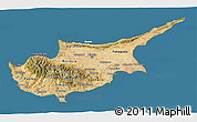 Satellite 3D Map of Cyprus, lighten, semi-desaturated, land only