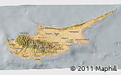 Satellite 3D Map of Cyprus, lighten, semi-desaturated