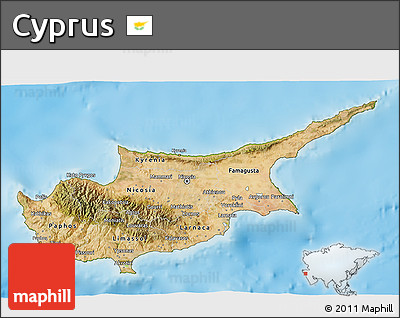 Satellite 3D Map of Cyprus, physical outside