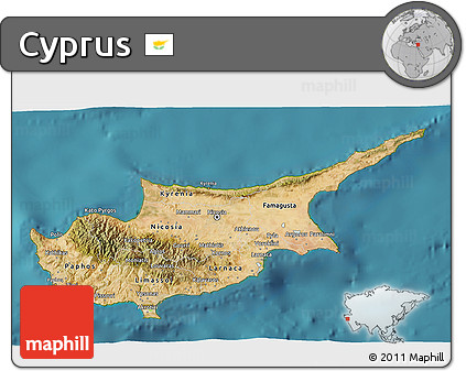 Satellite 3D Map of Cyprus, physical outside, satellite sea