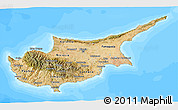 Satellite 3D Map of Cyprus, single color outside, bathymetry sea