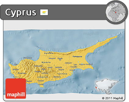 Savanna Style 3D Map of Cyprus, single color outside