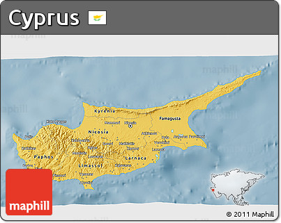 Savanna Style 3D Map of Cyprus, single color outside