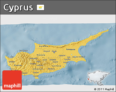 Savanna Style 3D Map of Cyprus, single color outside