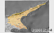 Satellite 3D Map of Famagusta, desaturated