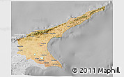 Satellite 3D Map of Famagusta, lighten, desaturated