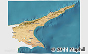 Satellite 3D Map of Famagusta, single color outside