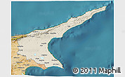 Shaded Relief 3D Map of Famagusta, satellite outside