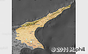 Satellite Map of Famagusta, darken, desaturated