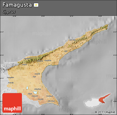 Satellite Map of Famagusta, lighten, desaturated