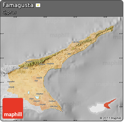Satellite Map of Famagusta, lighten, desaturated