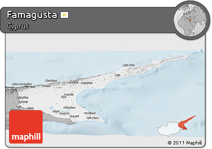 Gray Panoramic Map of Famagusta