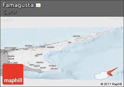 Gray Panoramic Map of Famagusta