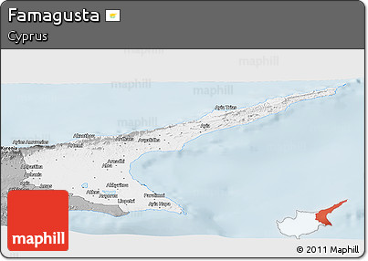 Gray Panoramic Map of Famagusta