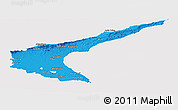 Political Panoramic Map of Famagusta, cropped outside