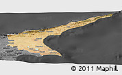 Satellite Panoramic Map of Famagusta, darken, desaturated
