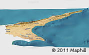 Satellite Panoramic Map of Famagusta, single color outside