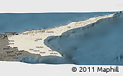 Shaded Relief Panoramic Map of Famagusta, darken