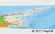Shaded Relief Panoramic Map of Famagusta, political outside