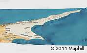 Shaded Relief Panoramic Map of Famagusta, satellite outside