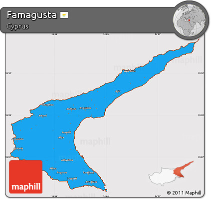 Political Simple Map of Famagusta, cropped outside