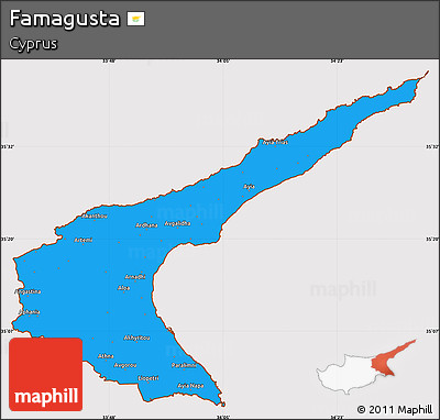 Political Simple Map of Famagusta, cropped outside