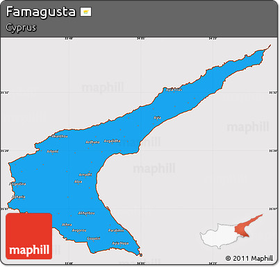 Political Simple Map of Famagusta, cropped outside