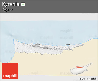 Classic Style 3D Map of Kyrenia, single color outside