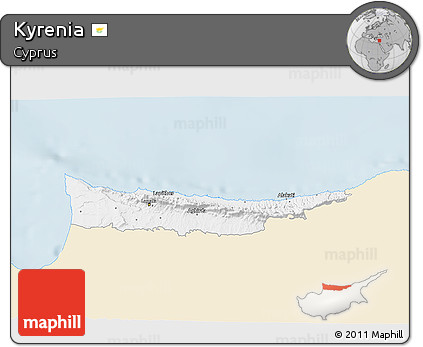 Classic Style 3D Map of Kyrenia, single color outside