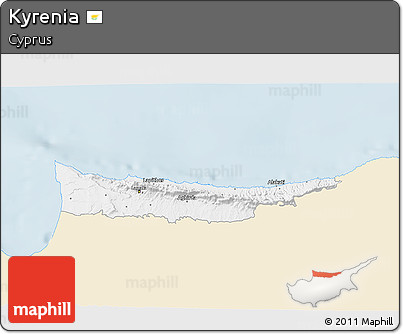 Classic Style 3D Map of Kyrenia, single color outside