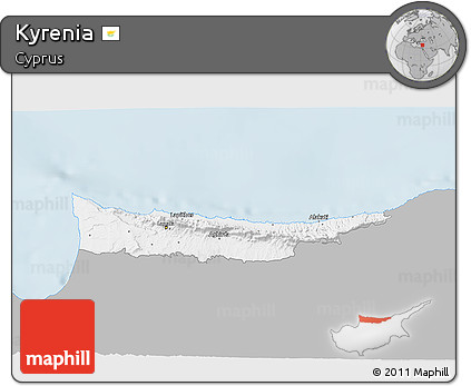 Gray 3D Map of Kyrenia, single color outside