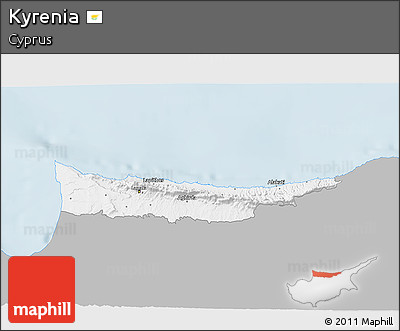 Gray 3D Map of Kyrenia, single color outside