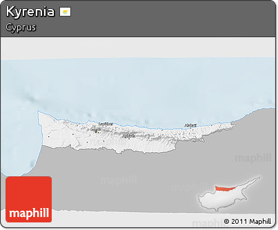 Gray 3D Map of Kyrenia, single color outside