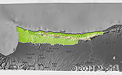 Physical 3D Map of Kyrenia, darken, desaturated