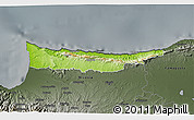 Physical 3D Map of Kyrenia, darken, semi-desaturated