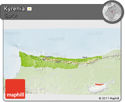Physical 3D Map of Kyrenia, lighten