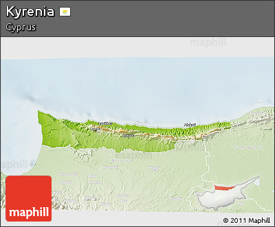 Physical 3D Map of Kyrenia, lighten