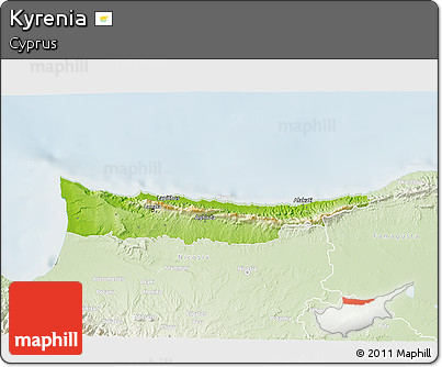 Physical 3D Map of Kyrenia, lighten