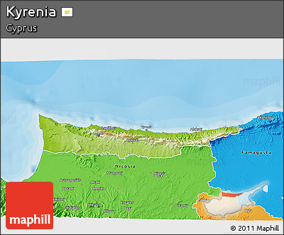 Physical 3D Map of Kyrenia, political outside