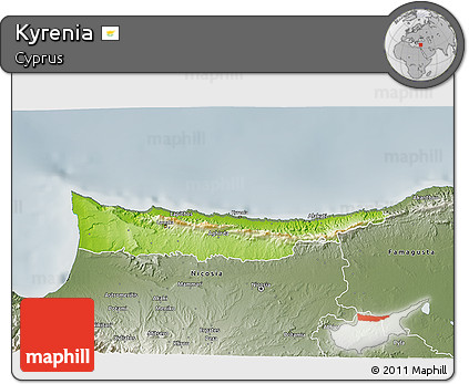 Physical 3D Map of Kyrenia, semi-desaturated