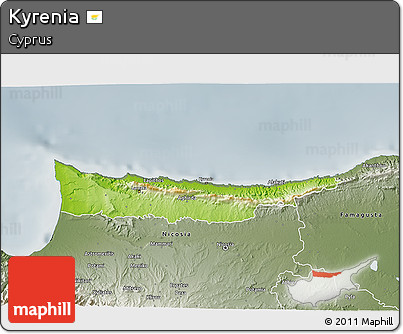 Physical 3D Map of Kyrenia, semi-desaturated